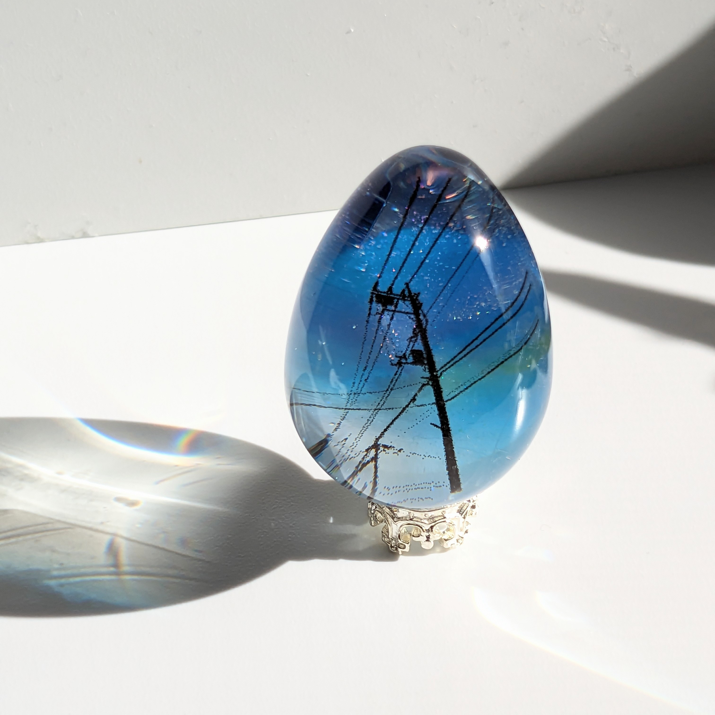 鳥 レジンヘアゴム ファンタジーな夜空 素敵な光0927 レジン月と星