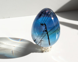 【¥5000で送料無料】空レジン《夜空のたまご/電柱・サファイア》レジン/オブジェ/雲レジン