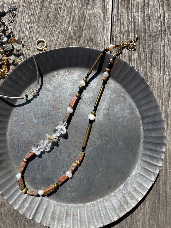 天然石×ビーズ×パールネックレス ネックレス・ペンダント キャンドル