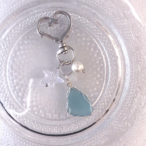 シーグラスキーホルダー シーグラスキーホルダー（ブルーグラス） キーホルダー sora