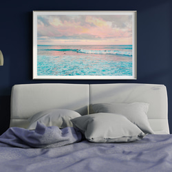 Ocean ビーチ サーフィン ピンクスカイ / インテリアポスター 海外アート / 5089 4枚目の画像