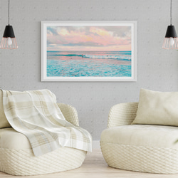 Ocean ビーチ サーフィン ピンクスカイ / インテリアポスター 海外アート / 5089 2枚目の画像