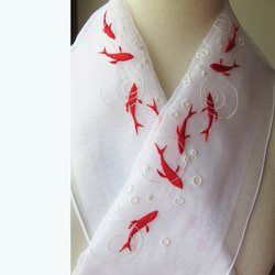刺繍半襟：流水金魚・オーガンジーの半襟 3枚目の画像