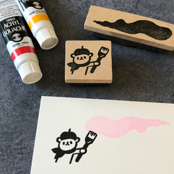 新作⭐︎ぼくは芸術家　くま　消しゴムはんこ　eraser stamp 1枚目の画像