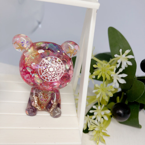 高波動】天然石 置物 オルゴナイト ウサギ クマ 2個セット プレゼント