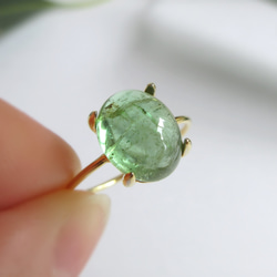[十月生日石] 10 x 8 毫米美麗的「碧璽」橢圓形凸圓面戒指 第2張的照片