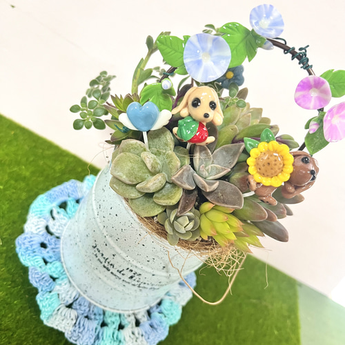信頼も高い そのまま飾れる〜多肉植物寄せ植え(樹脂粘土レジン)粘土細工 キャラクターグッズ