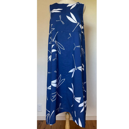 浴衣リメイクワンピース／青地・とんぼ柄 ワンピース Futari