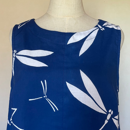 浴衣リメイクワンピース／青地・とんぼ柄 ワンピース Futari