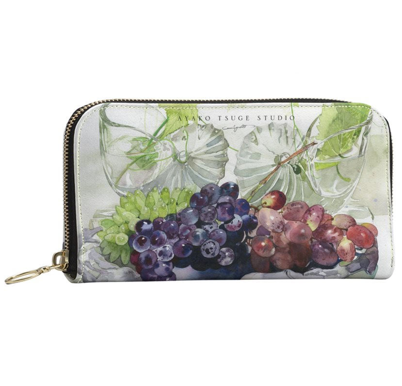 【受注生産】英国高級ナッパレザー　リザマートとサマーブラックラウンドファスナー財布 24,750円