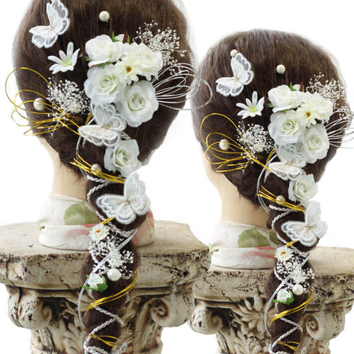 髪飾り 成人式 ドライフラワー ノラ 6色 蝶々くすみカラー 浴衣