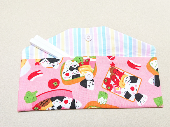 Mサイズ☆彡 端っこ黒ずみ バイバイ！【布のお箸入れ】*おにぎり*お弁当*Pink * 3枚目の画像