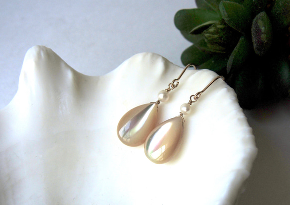 夜光貝ピアス ピアス（フック・チェーン） L CRAFT 通販 16289627