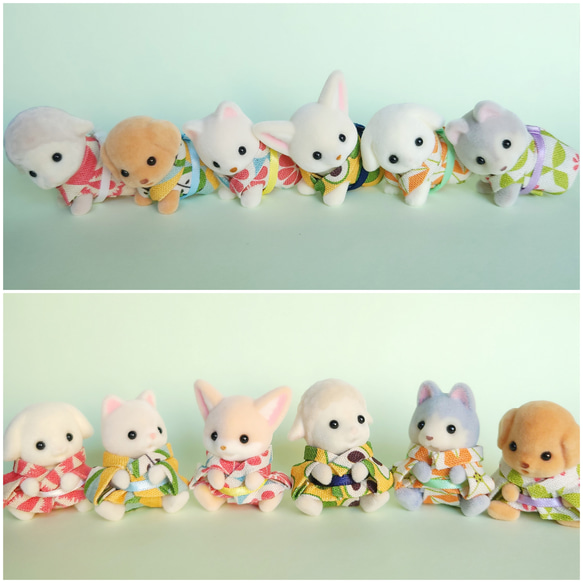 シルバニアファミリー・子どもサイズの浴衣♪ シルバニアファミリー【赤ちゃん浴衣セット】 ふたごセット