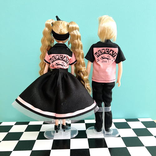 りかちゃん服　ピンク&ブラック　売約済み ピンク ロカビリーシャツ リカちゃん リカちゃんボーイフレンド その他
