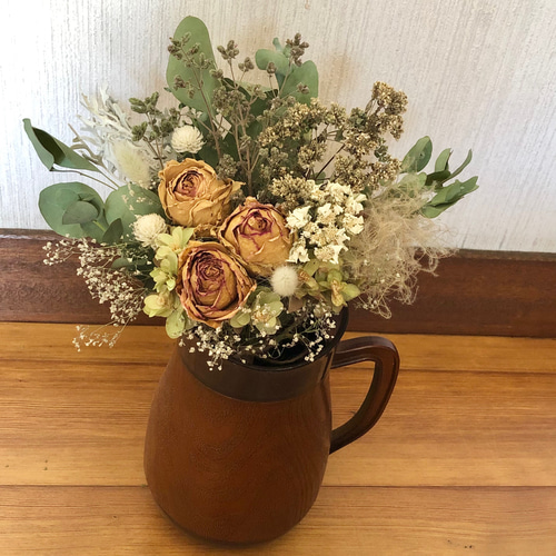 バラ＆ハーブ ブーケ型スワッグ MS 2WAY ドライフラワー ドライ