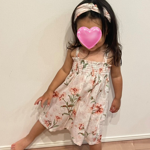 花柄シャーリングワンピース&ヘアバンド 子供服 takekiyo 通販