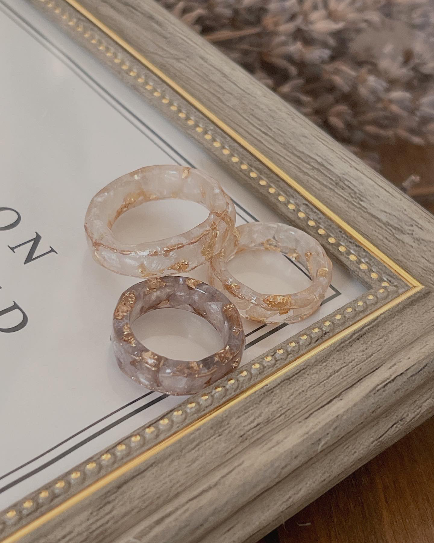 no.18 ハンドメイドレジンリング 指輪 リング ハンドメイド☆レジン リング 指輪♡ブルー系 ドライフラワー 14号