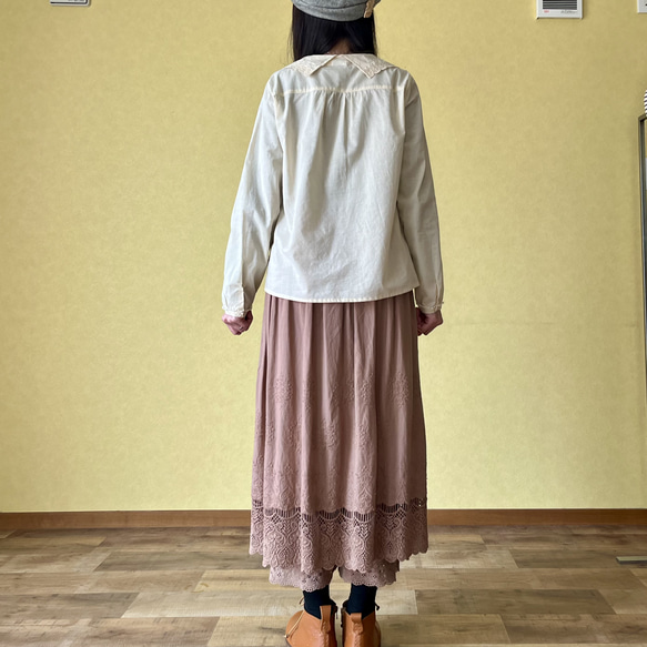 【新色登場】ズボスカパン(透かしレースver.)ペチコート付きスカート（22s-033）モカ 11枚目の画像