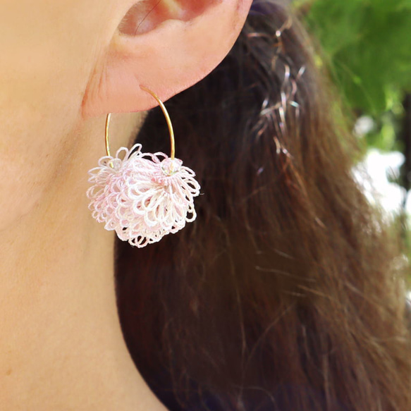OYA Tatting lace earrings [MILEFEUILLE] Cotton Candy 第2張的照片
