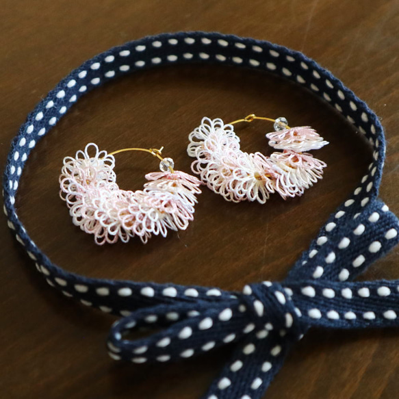 OYA Tatting lace earrings [MILEFEUILLE] Cotton Candy 第6張的照片