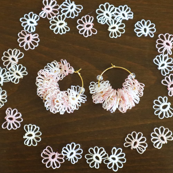 OYA Tatting lace earrings [MILEFEUILLE] Cotton Candy 第4張的照片