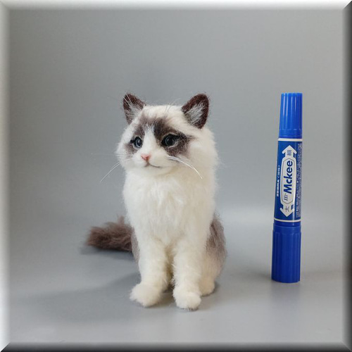 ラグドール 猫 羊毛フェルト 羊毛フェルト 猫 ラグドール 手のひらサイズ ねこ ネコ 猫フィギュア