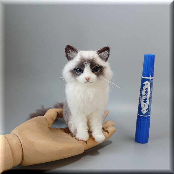 羊毛フェルト 猫 ラグドール 手のひらサイズ ねこ ネコ 猫