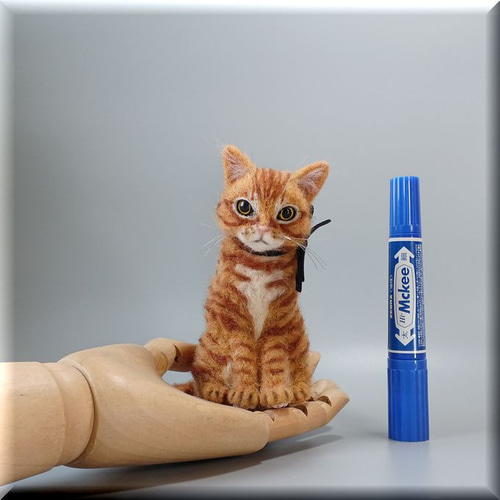 羊毛フェルト 猫 茶トラ猫さん 手のひらサイズ チャトラ ねこ