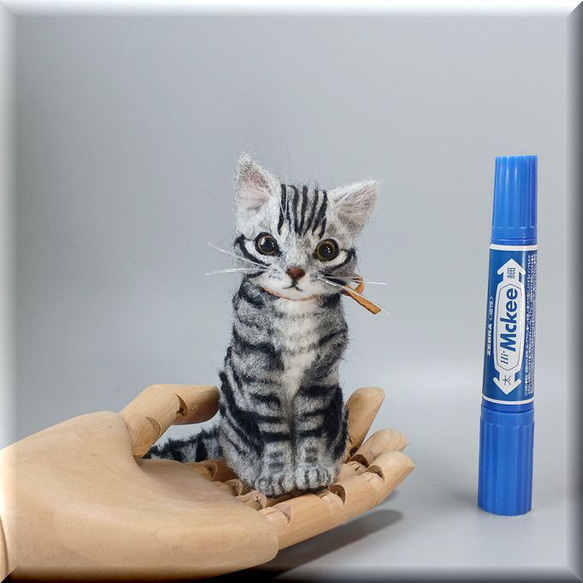 羊毛フェルト猫アメリカンショートヘア 猫フィギュアアートドール