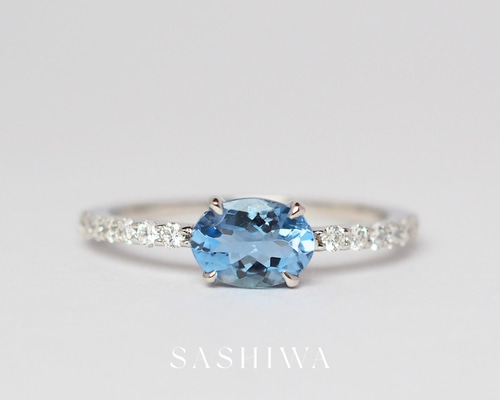 アクアマリンソリテールプラチナリング pt900 0.66ct 13号 高