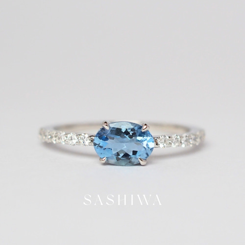 アクアマリンソリテールプラチナリング pt900 0.66ct 13号 高