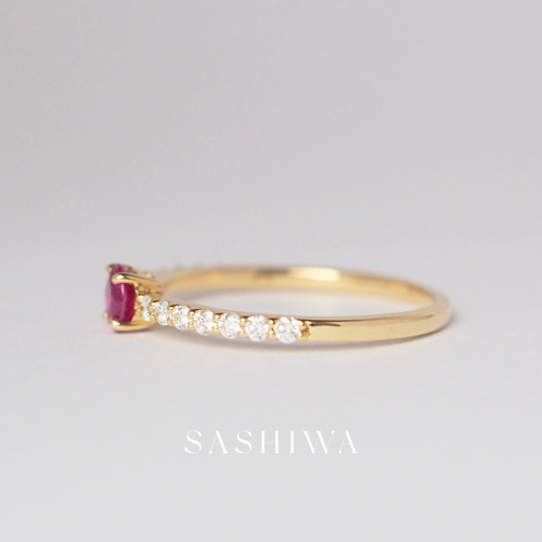 ルビーダイヤモンドリング k18 11号 高品質ダイヤモンドを使用した