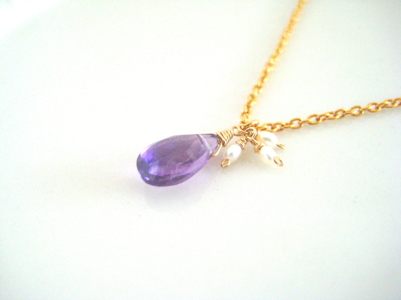 14KGF紫水晶淡水珍珠項鍊6⃣ 第1張的照片