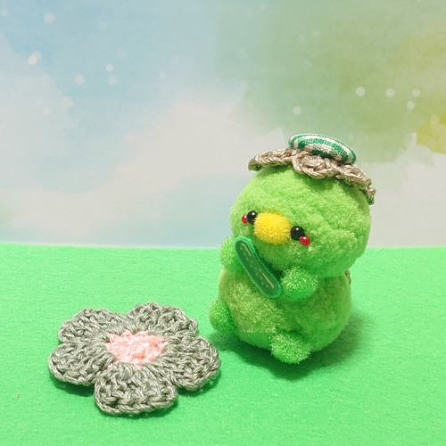 ポンポン飾り♪キュウリ大好き♡河童さん(緑) その他置物 *nyunnyun 