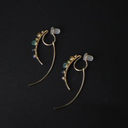 #958 祖母綠和藍寶石欖尖形鉤形耳環/耳環 第8張的照片