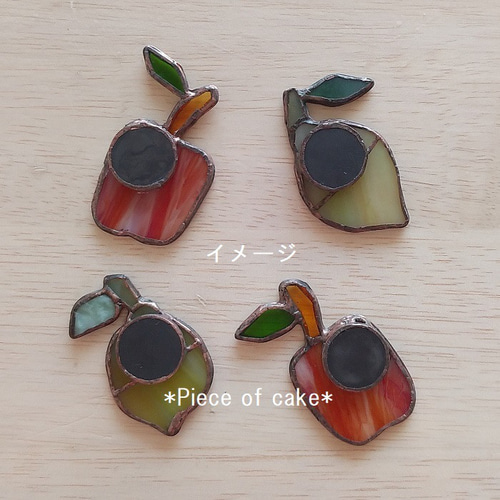 ステンドグラスのフルーツマグネット (MG01)＜りんご＆レモン＞（磁石