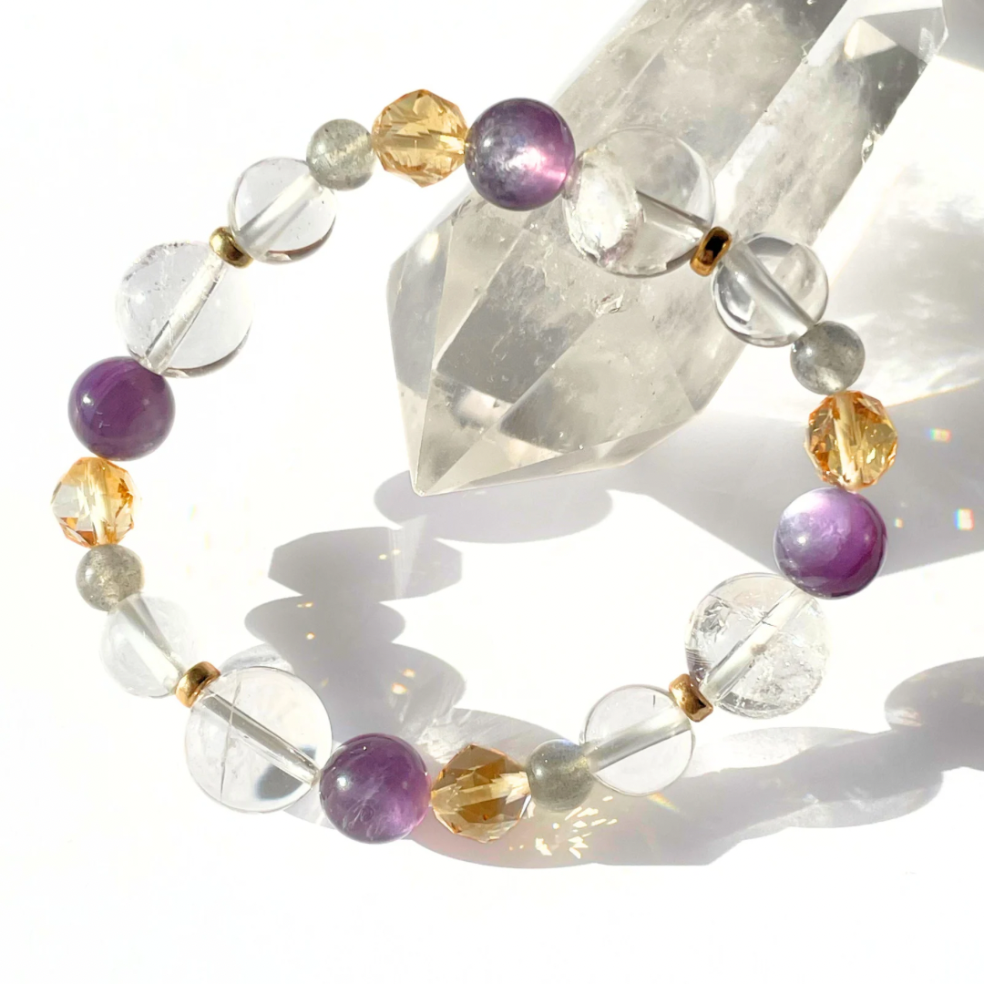 【高波動シリーズ】幻のカケラ(ガネーシュヒマール水晶×パープルマイカ) | 天然石 高品質 ブレスレット 【一点物】