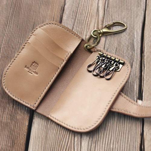 手づくり「角型ケース❗️」サドルレザー 受注製作】本革サドルレザーの二つ折カードキーケース キーケース