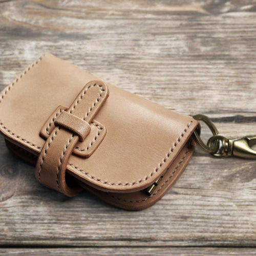 受注製作】本革サドルレザーの二つ折カードキーケース キーケース