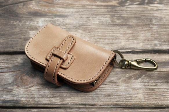 受注製作】本革サドルレザーの二つ折カードキーケース キーケース