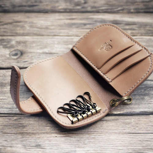 受注製作】本革サドルレザーの二つ折カードキーケース キーケース