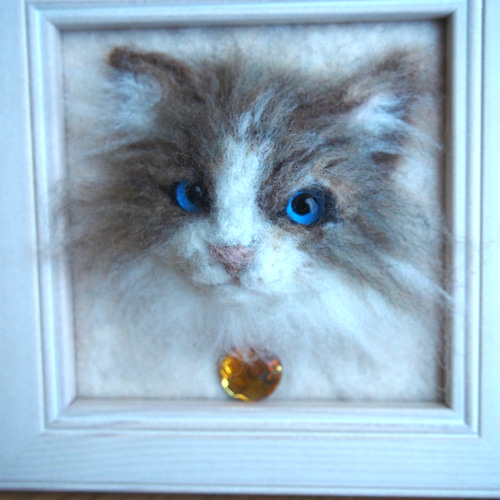 羊毛フェルト・額猫ちゃん 羊毛フェルト 額入り猫ちゃん フォトフレーム 羊毛フェルト 88Factory