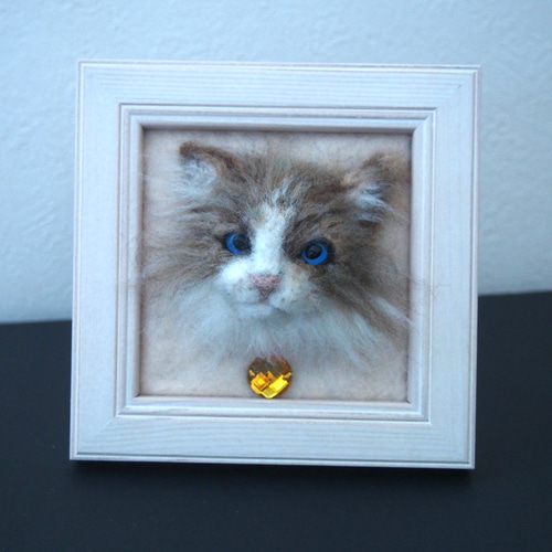 羊毛フェルト 額入り猫ちゃん フォトフレーム 羊毛フェルト 88Factory