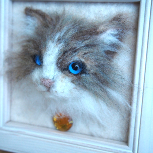 羊毛フェルト 猫のアート フレーム付き 羊毛フェルト 猫のアート フレーム付き