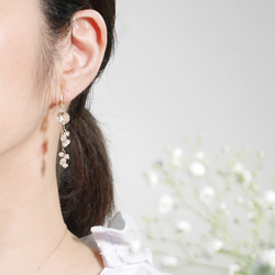 #959E 優質水晶和白色托帕石柔軟觸感耳環 第3張的照片