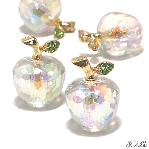 New❁︎高純度アクリルオーロラリンゴチャーム