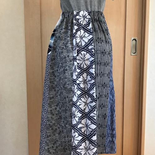 浴衣ツギハギスカート雪ん子 タックギャザー入り MLフリー 着物