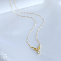 再販　天使の翼 ネックレス　羽根　翼　羽　鳥　天使　小鳥　ゴールドフィルド　14kgf　ジルコニア　フェザー　ウィング 6枚目の画像