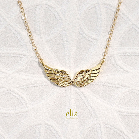 再販　天使の翼 ネックレス　羽根　翼　羽　鳥　天使　小鳥　ゴールドフィルド　14kgf　ジルコニア　フェザー　ウィング 17枚目の画像